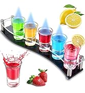 Shot Glasses Holder, 6 Shot Glass Dispenser and Holder, Shot Glass Set with Tray, 6 Shot Glass Ho...