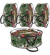 4 PCS Clear Wreath Storage Bag, 24x8 Inch Christmas Wreath Storage Container, Heavy Duty PVC Wrea...