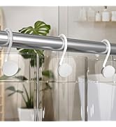 AmazerBath Shower Curtain Hooks, Shower Curtain Rings, Heavy Duty Metal Modern Decorative White S...