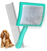 WOPQAEM Slicker Brush for Large Dogs, Professional Wood Body Dog Brush Grooming for Doodles Poodl...