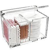 Acrylic Qtip Holder, Cotton Swab Dispenser Apothecary Jar Vanity Organizer | Bathroom Decor Acces...