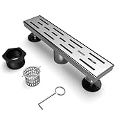 BARONAGE 12 Inch Linear Shower Drain with Brickwork Pattern Cover Grate Removable - Rectangular F...