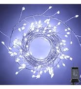 Fairy Lights Plug in, 10Ft 200LED Firecracker Firefly Lights with 8 Mode, Waterproof Silver Wire ...