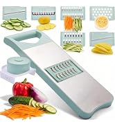NACOLUS 6-Blade Mandoline Slicer with Slide-On Hand Guard - Vegetable Slicer, Carrot Shredder,Saf...