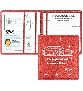 Car Registration and Insurance Holder, 5.5 x 5 Inch PU Leather Vehicle Glove Box Organizer Wallet...