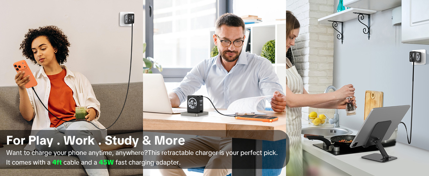 retractable usb c charger