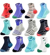 HYCLES Non-Slip Baby Socks With Grips 12 Pairs Anti Slip Cartoon Toddler Socks For 6-12 Month Inf...