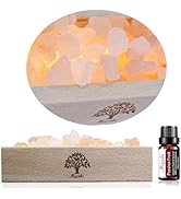 MLYNKL Himalayan Salt Lamp Diffuser - 300g Pink Salt with Wood Base, USB Powered, Warm Light & 10...