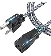 Power Cord, Goalfish 3 Prong AC Power Cable 6.6FT(2m) Nylon Braided Replacement 3 Pin Power Cord ...