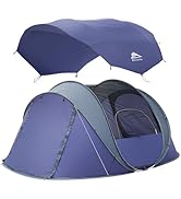 4 Person Easy Pop Up Tent, Waterproof, Automatic Setup,2 Doors-Instant Family Tents for Camping, ...