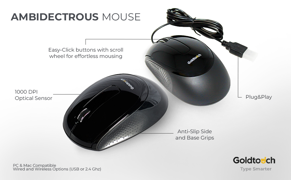 Goldtouch Ambidextrous Mouse, Specifications