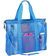 GYEUKHAM Mesh Beach Bag - Large Beach Tote Bag with Multiple Pockets for Family Beach Bag for Toy...