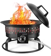 GasBRUH 19? Outdoor Portable Propane Fire Pit with Cover&Carry Kit,Outdoor Fireplace,60,000 BTU C...