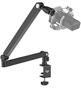 JUSMO TM01 Low Profile Mic Arm w Cable Management, Microphone Low Arm Desk Mount Aluminum Boom Ar...
