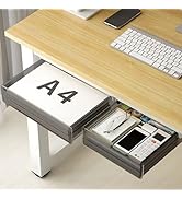 SVNNELP Under Desk Table Drawer Storage Organizer,2 Pack Large & Medium Slide Out Desk Drawers - ...