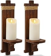 Homemory Wall Sconces Candle Holder Set of 2, Farmhouse Wooden Rustic Wall Decor for Living Room,...