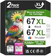 67XL Ink Cartridges Replacement for Hp Ink 67 67XL Black Tri-Color Combo Pack for HP Printers des...