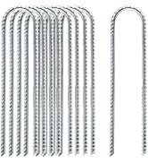 10 Pack Galvanized Garden Ground Stakes, U-Shaped Tent Landscape Stake, Rebar Stakes for Outdoor ...