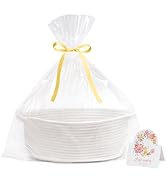 CHICVITA Woven Basket for Gifts, Small Basket for Towels, Cute Basket for Baby, Nursery, White Ba...