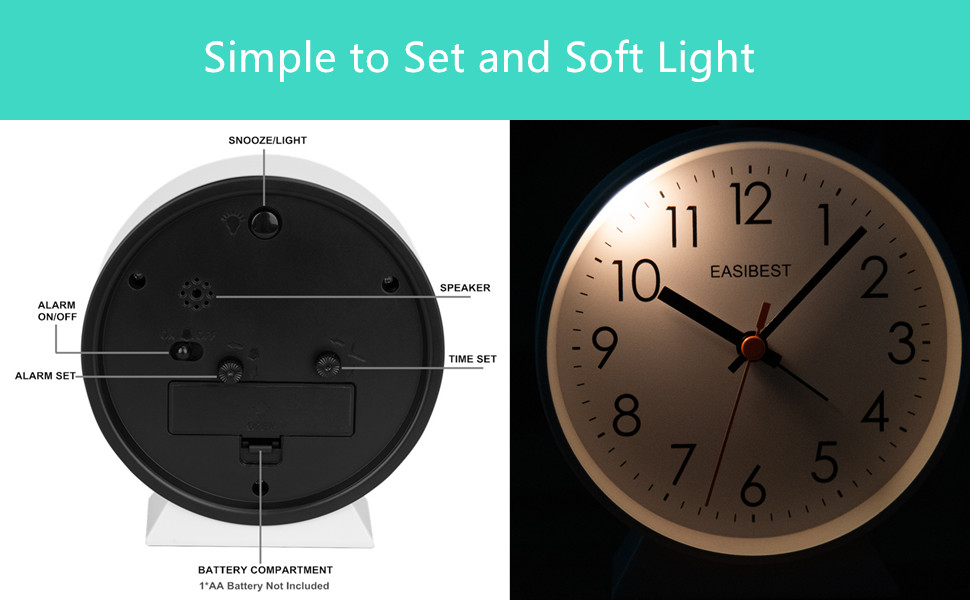 easibest white clock back and light