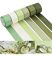 HUIHUANG Satin Ribbon for Gift Wrapping Sage Green Wedding Ribbon 1 inch Double-Faced Satin Ribbo...