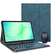 ROKEYBOR for Galaxy Tab A11 Plus case with Keyboard & Galaxy Tab A9 Plus 10.9inch,Mouse and 7 Col...