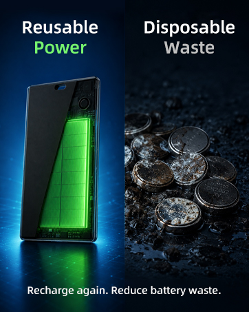 Rechargeable card tracker with reusable power helps reduce disposable coin battery waste