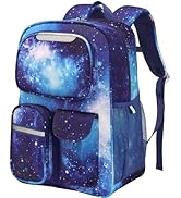 BrainyBees Kids Backpack for Boys - 17 Inch Elementary School Bookbag for Grades 3-5, with 3 Fron...