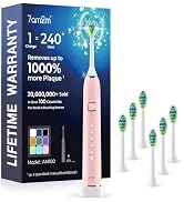 7AM2M Sonic Electric Toothbrush with 6 Brush Heads for Adults&Kids, One Charge for 120 Days, Wire...