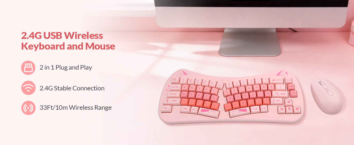 2.4g usb wireless keyboard and mouse, cute keyboard, cat keyboard