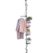 BAOYOUNI 5-Layer Tension Pole Plant Stands Indoor Metal Flower Display Rack Space Saver Floral Po...