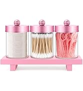 MKOSAB 3 Pack Qtip Holder - Apothecary Jars with Lids, Bathroom Organizers and Storage Canister T...