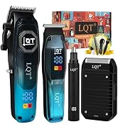 LQT Professional Hair Clippers for Men, Cordless Beard Trimmer Kit with Nose Trimmer & LED Displa...