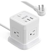 BEVA Power Strip with USB - 5ft Long Extension Cord with 4 Widely Spaced Outlets and 3 USB Ports ...