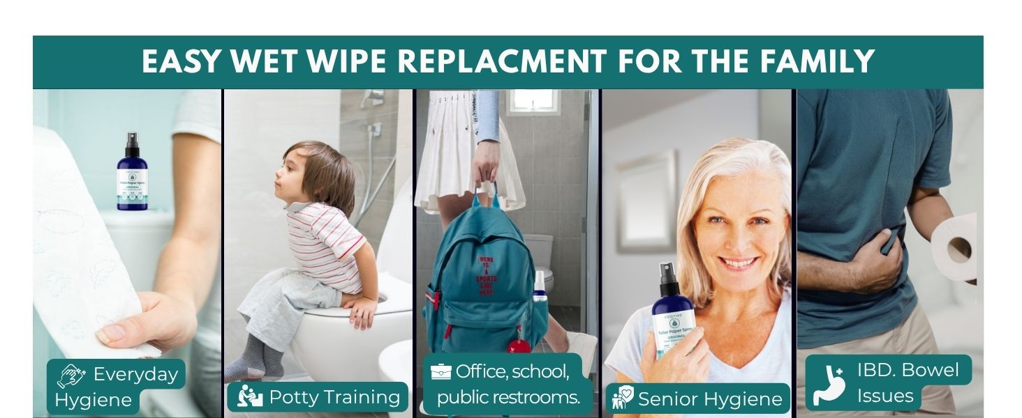 woman on toilet. kid potty training. girl with Pristine in backpack. senior woman. man with toilet p