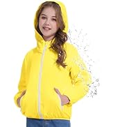 Zando Girls' Rain Jacket - Lightweight, Waterproof, Hooded - Girls' Outerwear - Ages 4-10