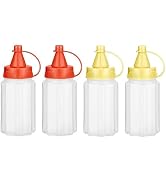 WXOIEOD 4 Pieces Mini Condiment Bottles, 1 oz Samll Ketchup and Mustard Bottle, Tiny Condiment Sq...