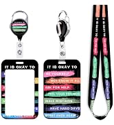 Cool Black ID Badge Holder Lanyard for ID Badges Positive Quotes Retractable Badge Holder Reel Cu...