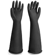 ENPOINT Black Rubber Gloves Extra Large, 22" Long Chemical Resistant Gloves, Waterproof Reusable ...