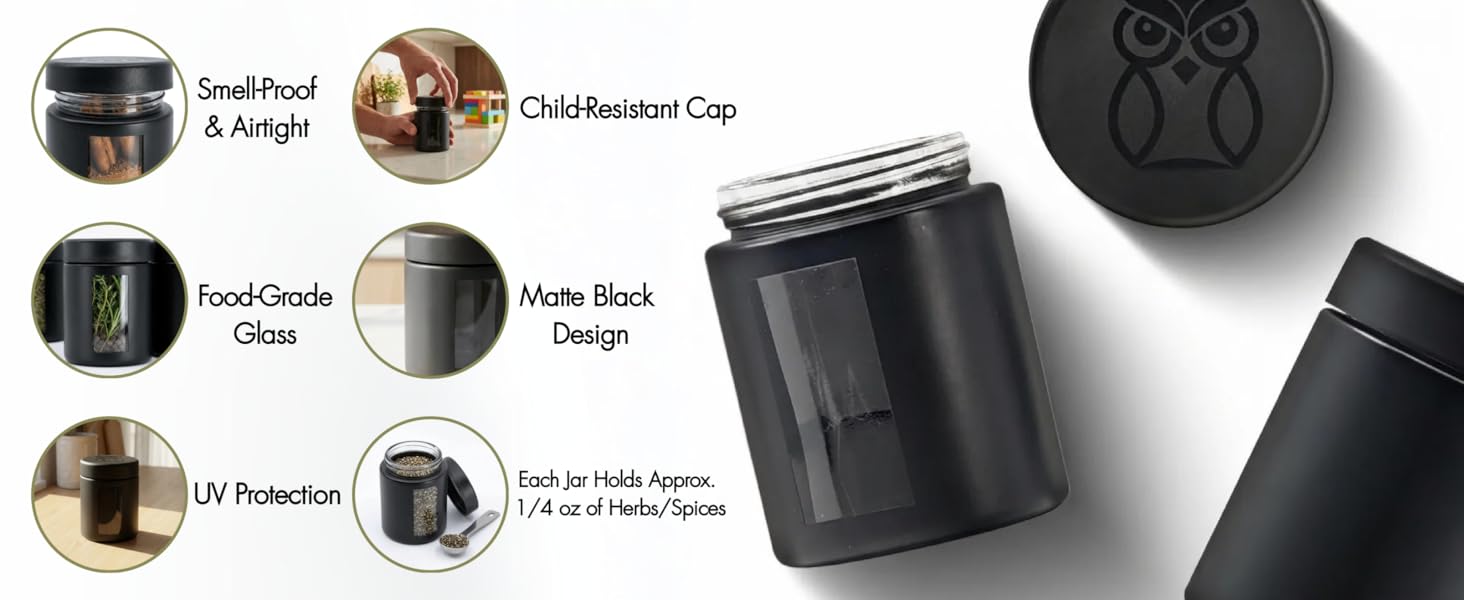 viewing jar, smell proof jar, jar with viewing window, black jar, smell proof container