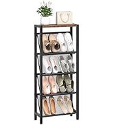 CHOEZON Shoe Rack, 5-Tier Slanted Shoe Rack, Narrow Shoe Storage Shelf, Slim Shoe Organizer for E...