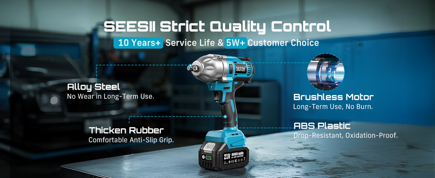 strict QC,10+ years life.Alloy steel no wear, brushless no burn.ABS anti-drop,thick anti-slip grip.