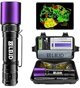 LBJD 365nm UV Black Light Flashlight with Filter–High-Power 4-Core LED, Rechargeable Ultraviolet ...