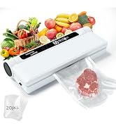 Compact Vacuum Sealer for Food, 75Kpa Food Sealer Machine | 75 Kpa Strong Suction, LED Display, D...