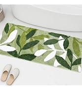 ZebraSmile Extra Large Bathroom Runner Rugs 23.6x59 inch, Sage Green Leaves Microfiber Bath Mat, ...