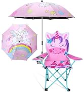 KABOER Kids Outdoor Folding Lawn and Camping Chair with Cup Holder and Carrying Bag, Children's C...