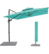 JEAREY 10ft 2-Tiers Cantilever Patio Umbrella Outdoor Square Large Offset Umbrella Double Top Roa...