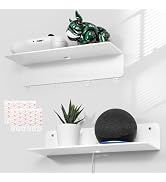 OAPRIRE White Acrylic Floating Shelves Set of 2 - Damage Free Expand Wall Space - 12 Inch Wall Sh...