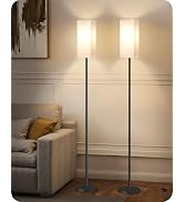 GOEBLESON Set of 2 Floor Lamps for Living Room, Modern Tall Standing Lamps with Foot Switches, Bu...