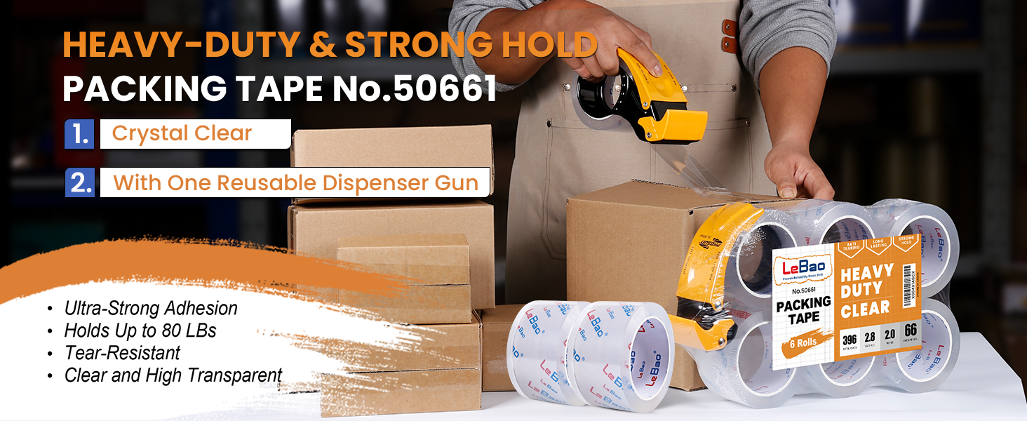 pack tape lebao heavy duty 2 inch pacing tape with dispenser gun